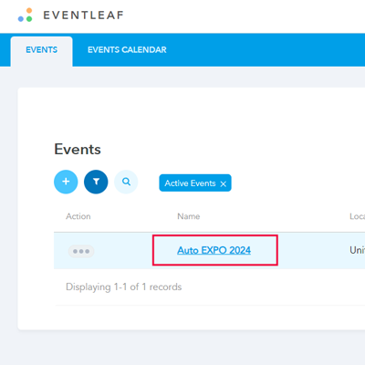 Log in to Eventleaf.com and then click on the name of the event