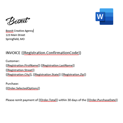 Invoice in word format