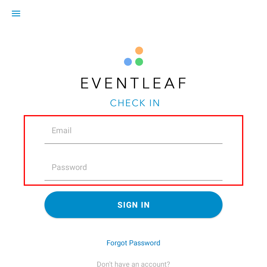 Login using your Eventleaf credentials